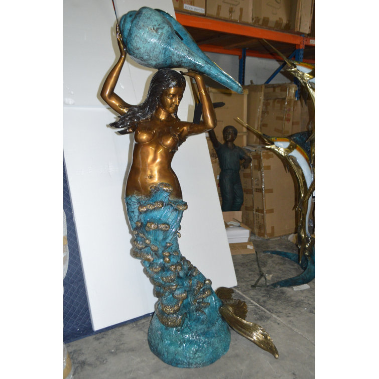 Nifao Statues Mermaid Holding a Shell Statue Wayfair